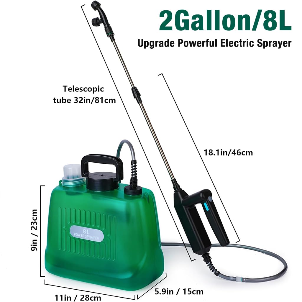 HASTHIP Electric Water Sprayer with 8L Capacity Containter Fine Mist Electric Sprayer with 4 Switchable Sprayer Nozzles Water Mist Sprayer Electric Water Sprayer for Gardening, Agriculture, Car Wash HASTHIP Electric Water Sprayer with 8L Capacity Containter Fine Mist Electric Sprayer with 4 Switchable Sprayer Nozzles Water Mist Sprayer Electric Water Sprayer for Gardening, Agriculture, Car Wash